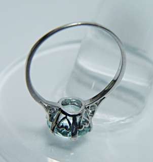   6ct Aquamarine Diamond Heart Filigree Ring Estate Jewelry  