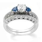 Sea of Diamonds 1 Carat Diamond & Sapphire 14k White Gold Engagement 