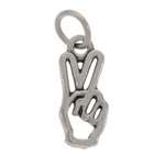 Beadaholique Sterling Silver Charm Groovy Hand Peace Sign 18mm