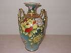 Vintage Nippon Double Handled Floral & Gold Beaded Moraige Japanese 