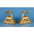   Set of 2 Majestic Metallic Gold Sitting Reindeer Christmas Figures 8
