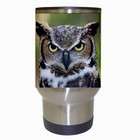 Carsons Collectibles Travel Coffee Drink Mug of Great Horned Owl