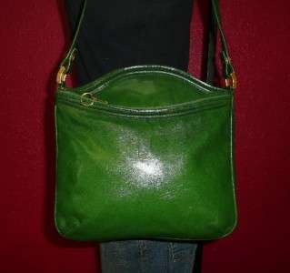   Vintage 60s GREEN Italian Leather Satchel MOD Bag Shoulder Purse ITALY