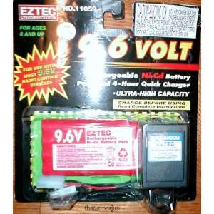  Eztec 9.6 Volt Rechargeable Ni cd Battery Pack & 4 Hour 