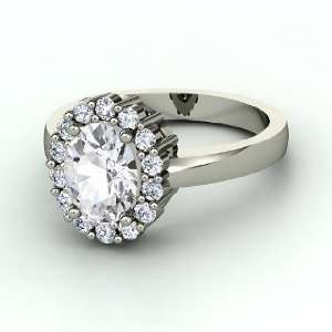  Penelope Ring, Oval White Sapphire 14K White Gold Ring 