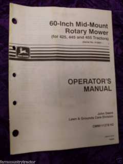 John Deere 60 In Rotary Mower Operators Manual  