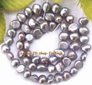 gray freshwater pearl 6 7mm flat baroque Beads 14.5  