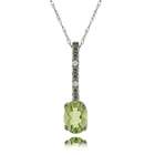 necklaces green amethyst drop pendant in white gold with diamonds