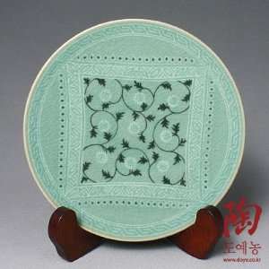 Celadon Green Glaze Arabesque Design Porcelain Ceramic Pottery Dessert 