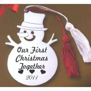  Our First Christmas Together 2011 Metal Snowman Ornament 