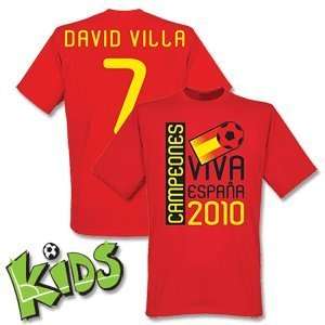  2010 Spain Winners Tee   Red + David Villa 7   Boys 