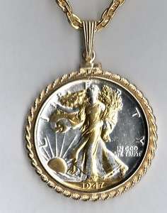 Gold & Silver Pendant, Walking Liberty Half, 1916 1947  