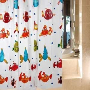  PEVA Tropical Fish Pattern Shower Curtain with 12 Hooks 