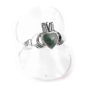 Sterling Silver Malachite Celtic Claddagh Ring size 5.5(Size 4,5,6,7,8 