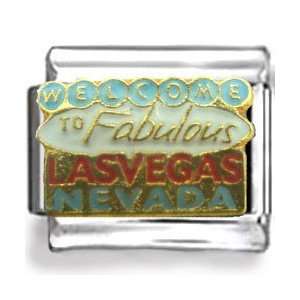  Welcome to Las Vegas Sign Enamel Italian Charm: Jewelry