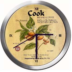  COOK 14 Inch Coffee Metal Clock Quartz Movement Kitchen 