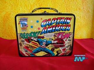 Captain America Marvel Comics Embossed Tin Lunch Box!!!  