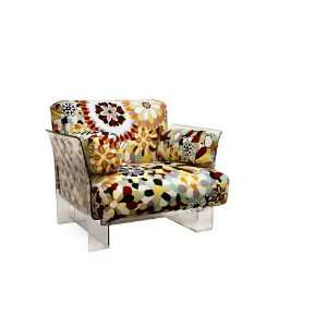  Pop Chair with Floral Pattern Cushions and Clear Acrylic 