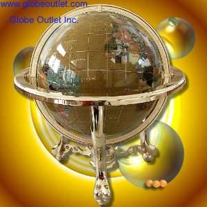   Tall Amber Gemstone Globe with 3 Legs Table Gold Stand: Home & Kitchen