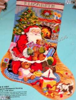   SANTAS VISIT STOCKING Needlepoint Christmas Kit   Linda Gillum  
