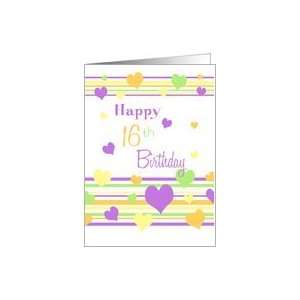  Happy 16th Birthday   Colorful Hearts Card: Toys & Games
