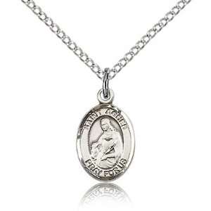  Sterling Silver 1/2in St Agnes Charm & 18in Chain Jewelry