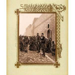  1893 Etching Jerusalem Way Cross Via Dolorosa Pilgrims 