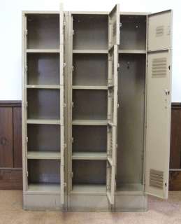 Vintage LYON Lockers Tan Metal School Office Gym Work Storage 3.5 x 5 