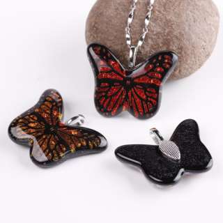 Dichroic Foil Colored Lampwork Glass Butterfly Charms Pendant Bead 