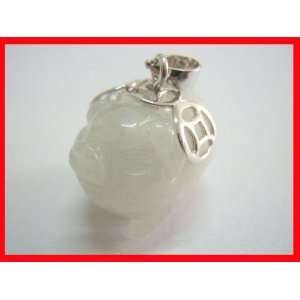  Carved Jade Pig Pendant Solid Sterling Silver Everything 