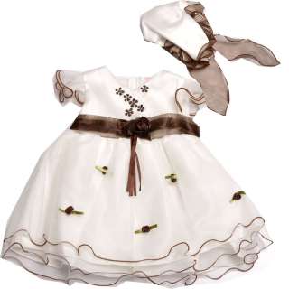NEW Sweet Elegance baby Dresses wedding Party set 3 pieces Browns 