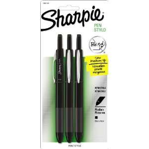 : Sharpie Pen RT Retractable Grip Medium Point Pens, 3 Black Ink Pens 