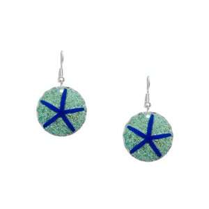  Earring Circle Charm Blue Starfish on Sand Artsmith Inc Jewelry
