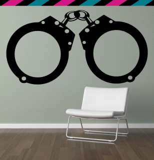 Handcuffs police criminal prisoner s+m s&m kink wall decal sticker 