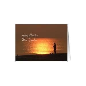 Grandson Birthday   Fishing at Sunset Card : Toys & Games : 