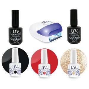 UV Nails Gel Uv Lamp Pro + Base & Top Coat + 3 polishes set Hollywood 