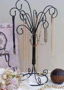 Tuscan Iron Scroll Tabletop Jewelry Stand With 12 Hooks  