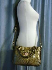   CLAUDIA Golden Hazelnut Melbourne Croc Print Leather Satchel Handbag