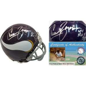  Chuck Foreman Signed Vikings Mini Helmet w/ROY73: Sports 