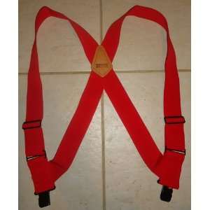    2 Mens Red Side Clip Suspenders. Made in USA 