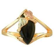 Black Hills Gold Tricolor 10K Gold Ladies Onyx Ring at 