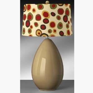 Modern 30 Khaki Ceramic Egg Table Lamp with Beige Hardback Drum shade 