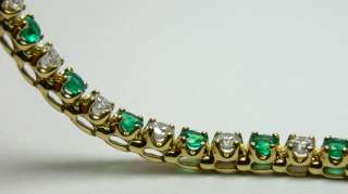 Sparkling! Colombian Emerald & Diamond Tennis Bracelet 5.60tcw 14k 