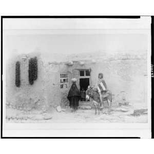  Pueblo,Zia,Indian family complete,adobe buildings,donkey 