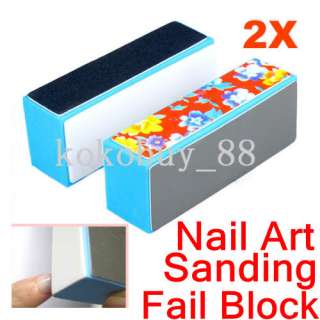 Gk3908 Nail Art Shiner Buffer Sanding File 4 Way Block 2pcs  