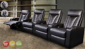 Pavillion Black Home Theater Seating Leather 4 Seats  