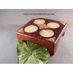  Terracotta Candle Square   Brown