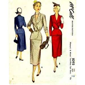  McCall 8293 Sewing Pattern Two Piece Suit Dress Size 16 