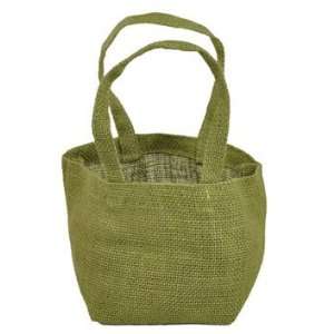 Moss Green Mini Jute Tote Bags 6 Pack:  Kitchen & Dining