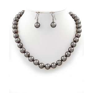   Glass Faux Pearls Necklace and Earrings Set Fashion Jewelry: Jewelry